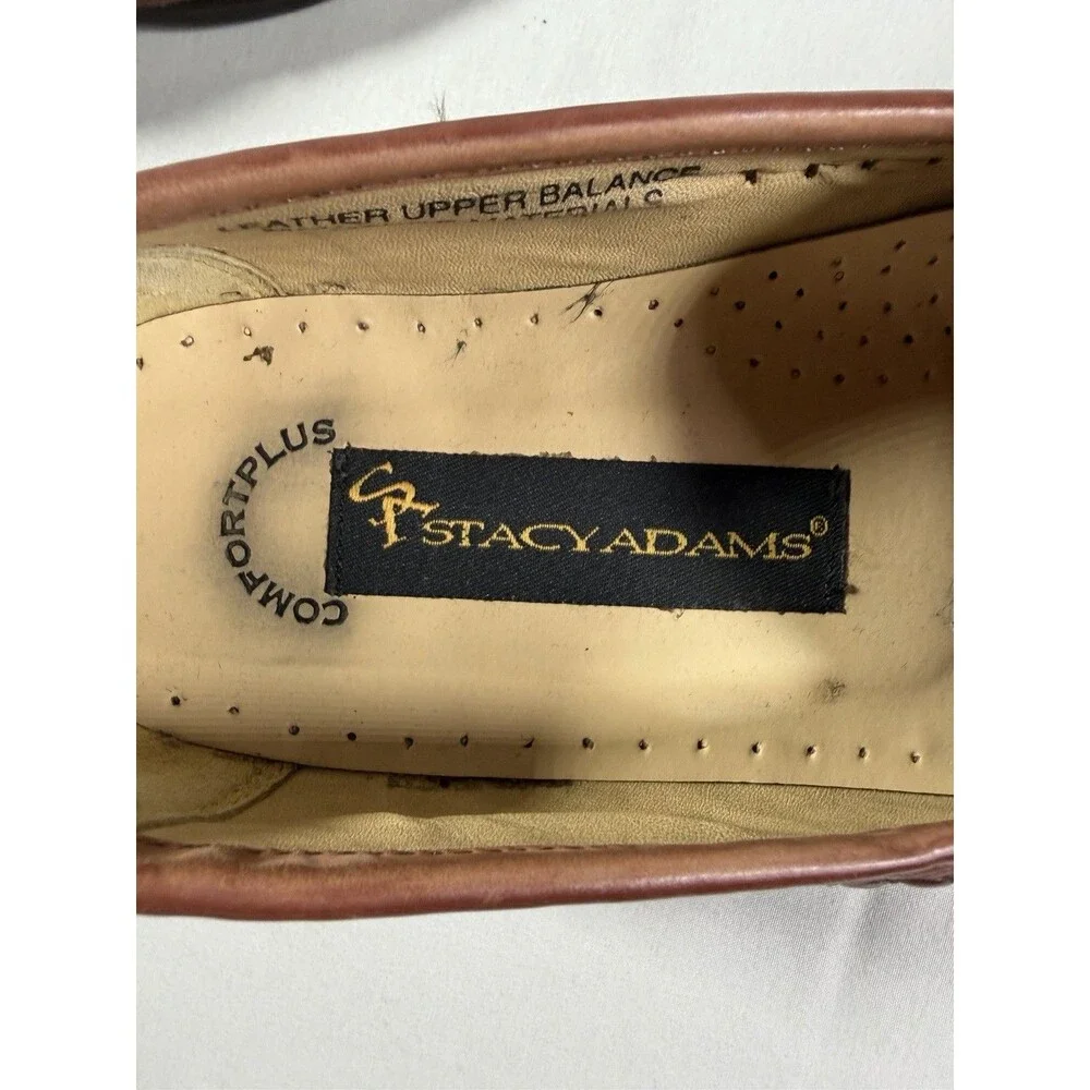 Stacy Adams Men's Brown Leather Slip-On Oxford Dress Shoes Square Toe Sz 10M